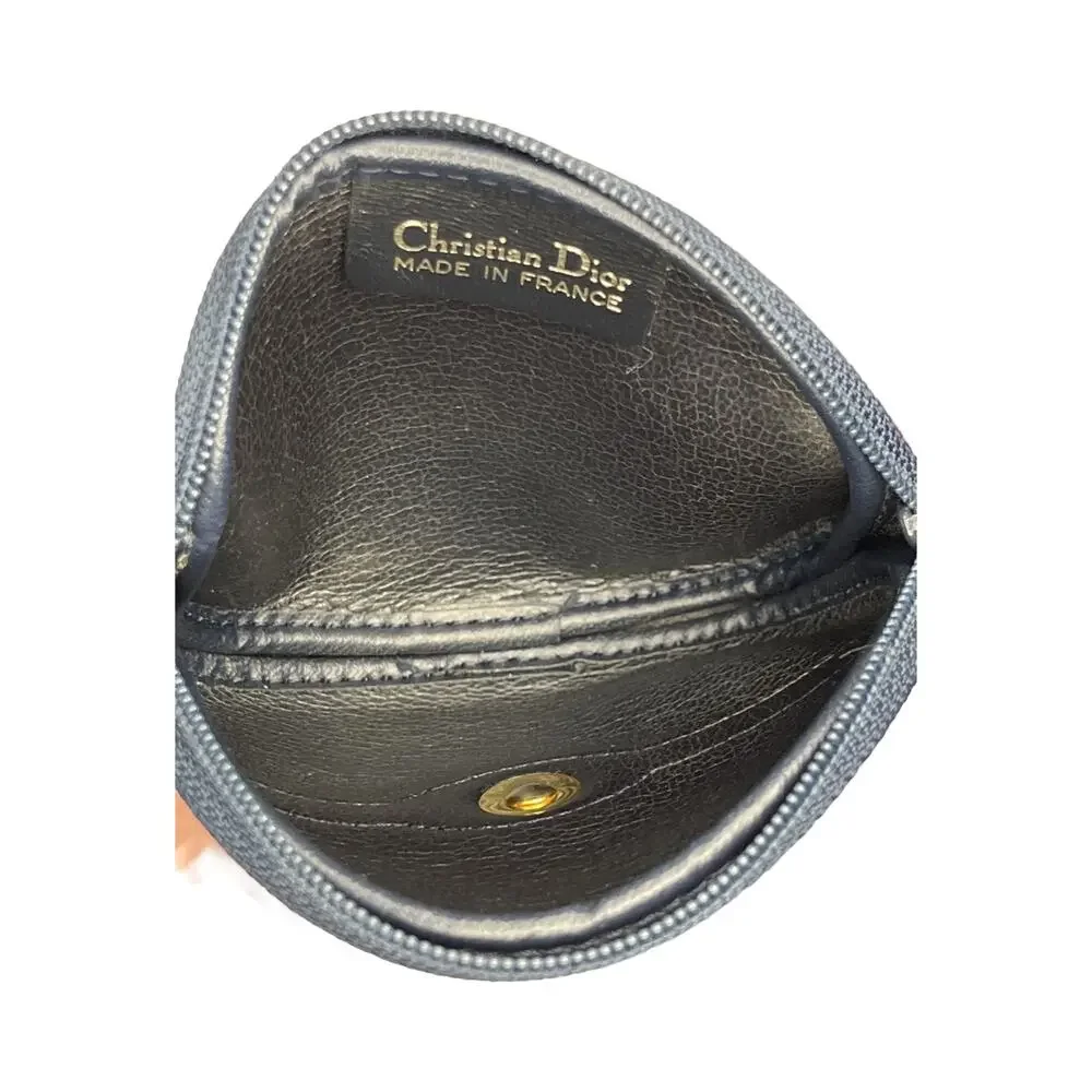 Christian Dior Navy Pebbled Leather Coin Purse Wallet Vintage Made in France